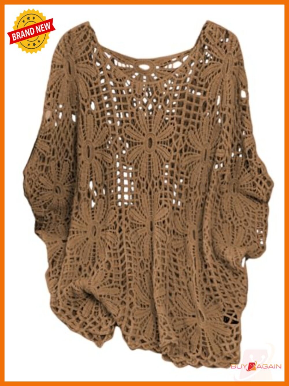 Crochet Dolman Sleeve Boho Beach Cover Up Top Plus Size